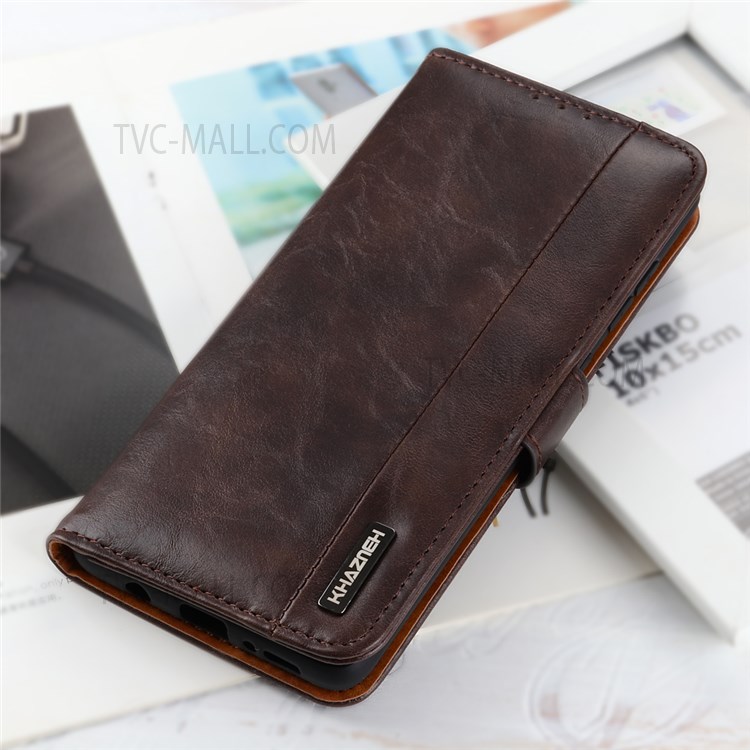 KHAZNEH Drop-proof PU Leather Adjustable Stand Wallet Design Protective Phone Cover Case for Google Pixel 6a - Brown-6