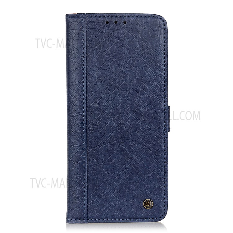 KHAZNEH Rhino Texture Split Leather Magnetic Flip Cover Foldable Stand Wallet Protective Phone Case for Google Pixel 6a - Blue-2