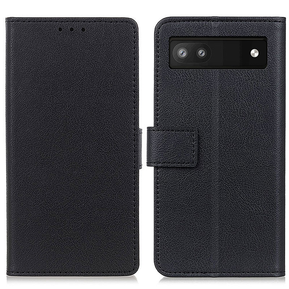 For Google Pixel 6a Shockproof PU Leather + TPU Flip Phone Case Protective Shell with Wallet Stand - Black-1