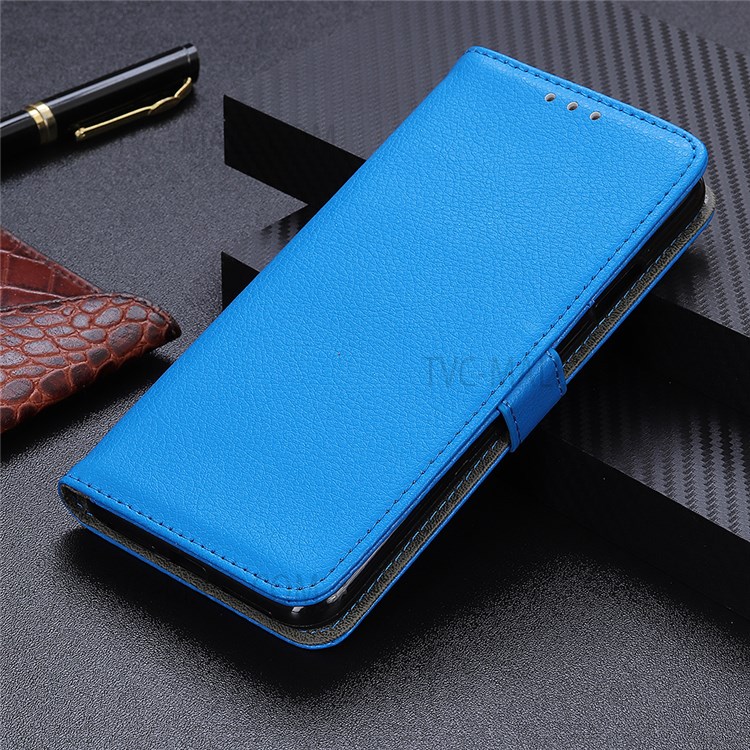 Litchi Texture Magnetic Closure Cover Anti-fall Protective PU Leather + TPU Stand Wallet Phone Case for Google Pixel 6a - Blue-6