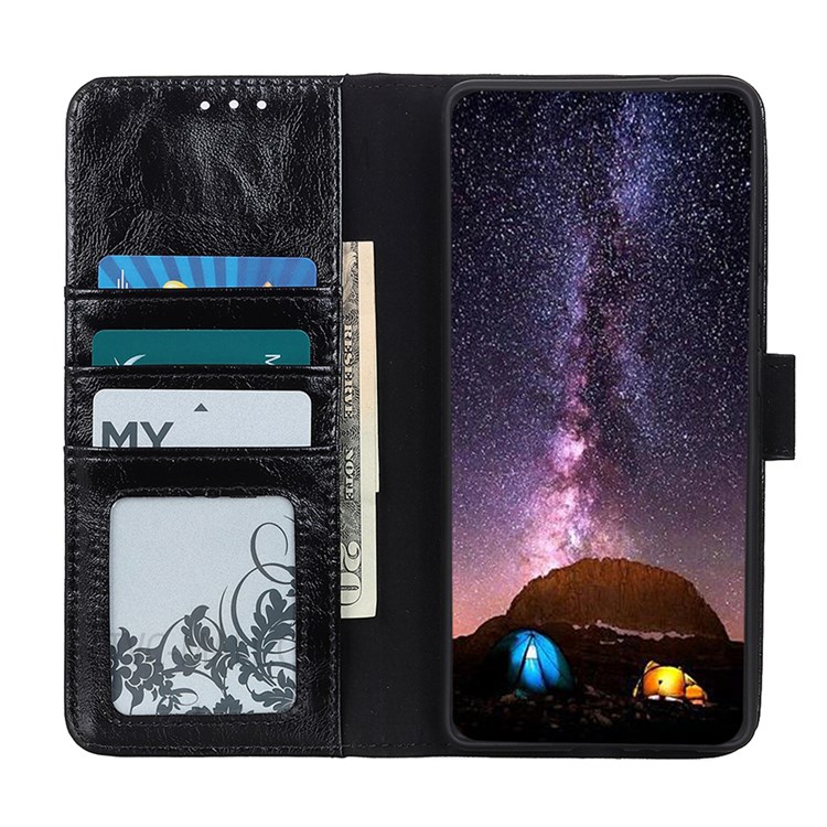 Crazy Horse Texture Split Leather + Inner TPU Cover Wallet Foldable Stand Phone Case for Google Pixel 6a - Black-4
