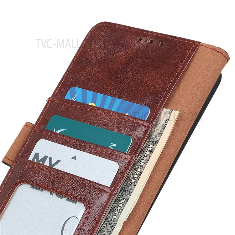 Crazy Horse Texture Split Leather + Inner TPU Cover Wallet Foldable Stand Phone Case for Google Pixel 6a - Brown-8