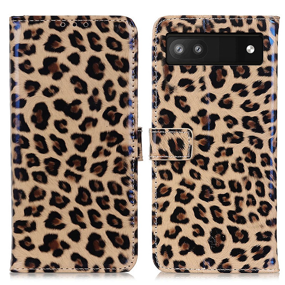 For Google Pixel 6a Leopard Pattern PU Leather Magnetic Flip Cover Wallet Stand Phone Case-1