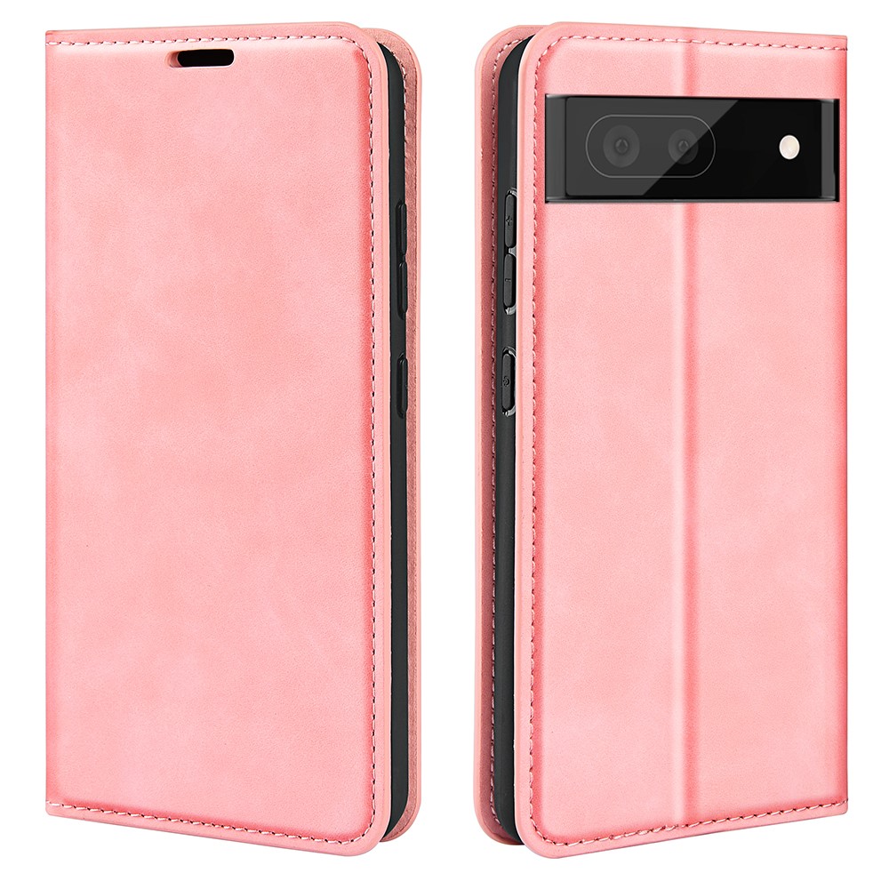 For Google Pixel 6a Wallet Design Mobile Phone Cover Shell TPU and PU Leather Phone Case with Supporting Stand - Pink-1
