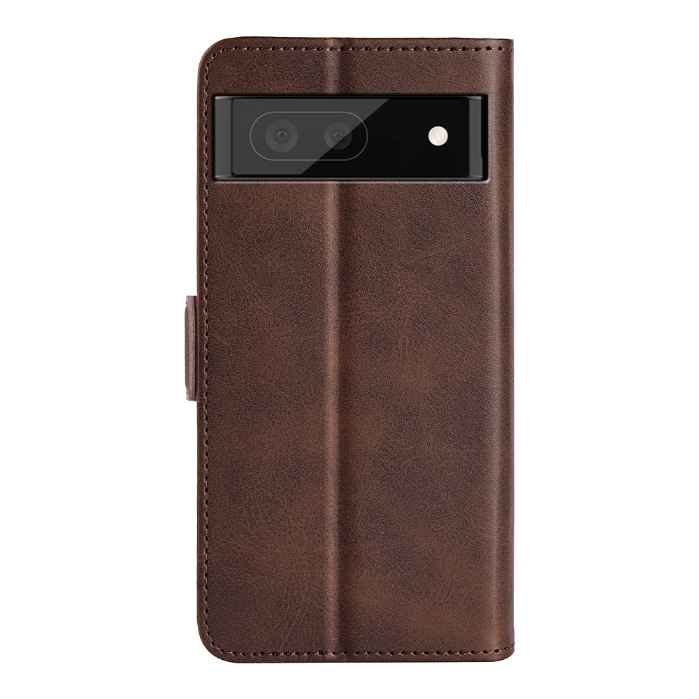 Side Magnetic Double Clasps Stand Wallet Design PU Leather Case Phone Cover for Google Pixel 6a - Brown-2