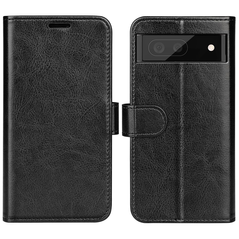 Fall-resistant Crazy Horse Texture PU Leather + TPU Stand Wallet Phone Case Cover for Google Pixel 6a - Black-1