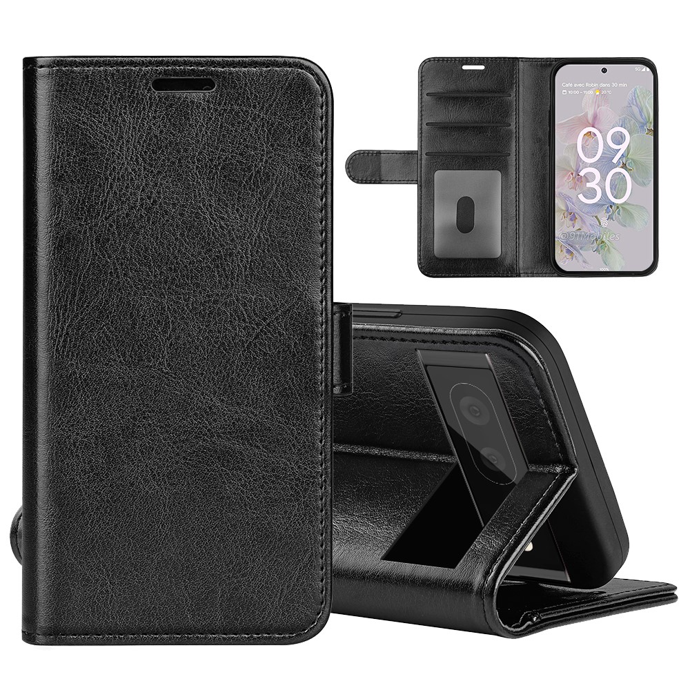 Fall-resistant Crazy Horse Texture PU Leather + TPU Stand Wallet Phone Case Cover for Google Pixel 6a - Black-11