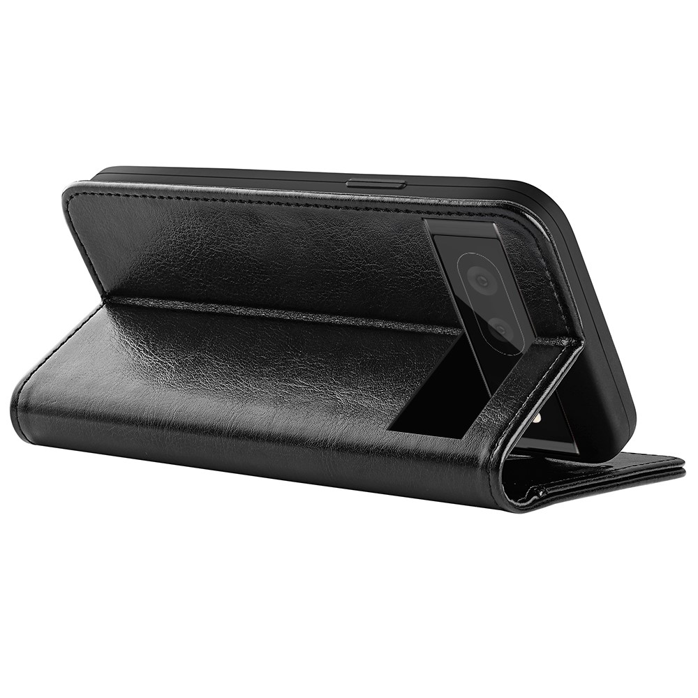 Fall-resistant Crazy Horse Texture PU Leather + TPU Stand Wallet Phone Case Cover for Google Pixel 6a - Black-4