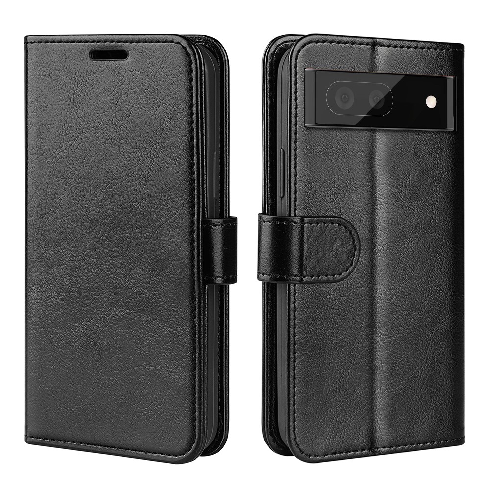 Fall-resistant Crazy Horse Texture PU Leather + TPU Stand Wallet Phone Case Cover for Google Pixel 6a - Black-5