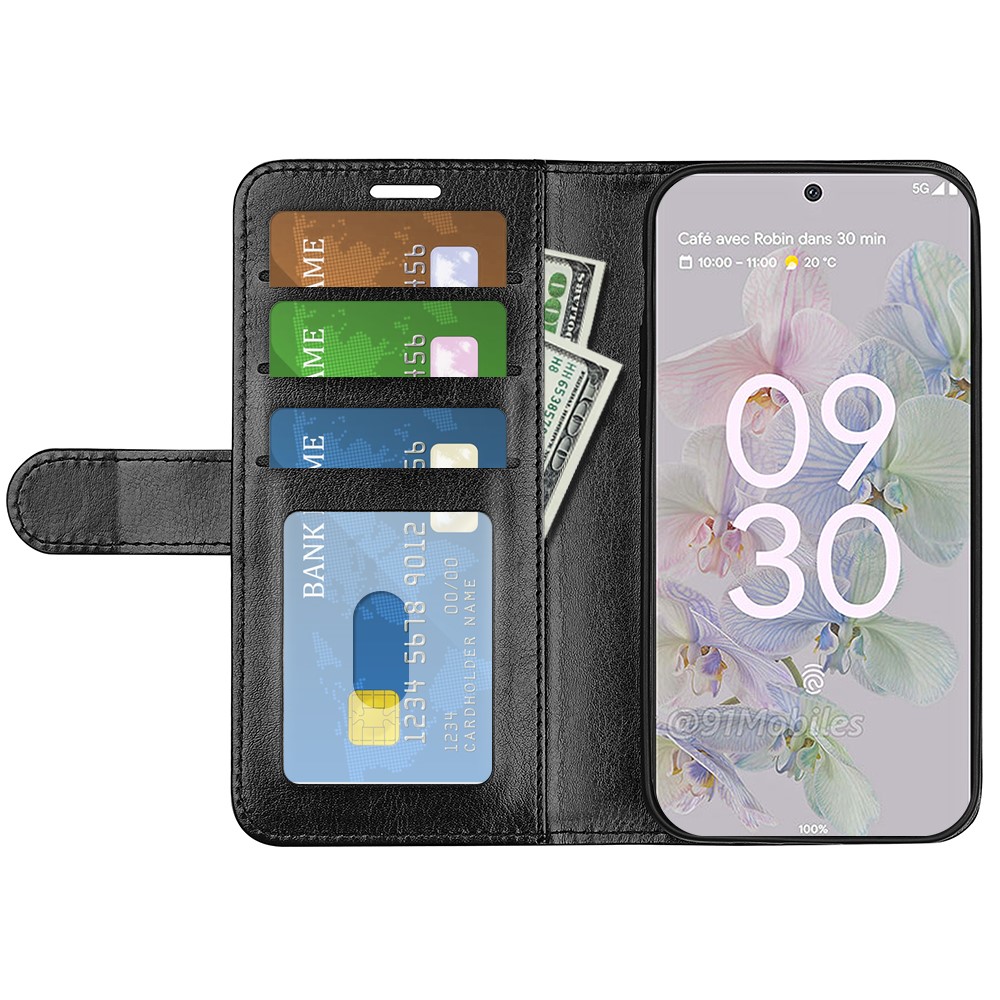 Fall-resistant Crazy Horse Texture PU Leather + TPU Stand Wallet Phone Case Cover for Google Pixel 6a - Black-8