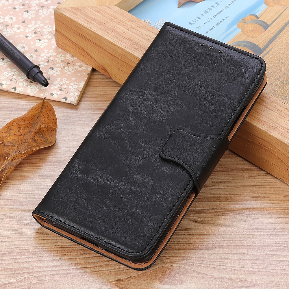 Crazy Horse Texture Split Leather + TPU Phone Cover Wallet Stand Case for Google Pixel 6a - Black-10