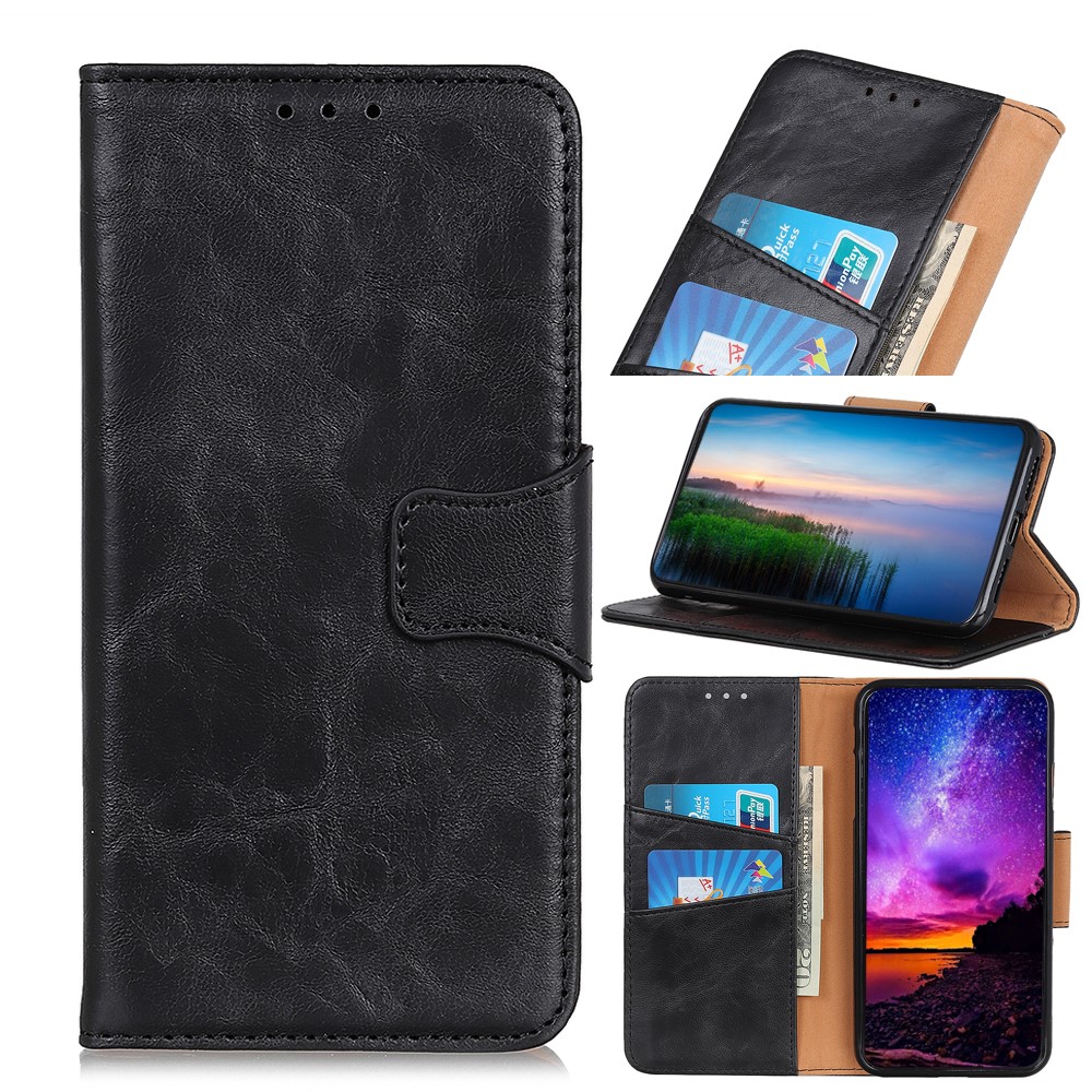 Crazy Horse Texture Split Leather + TPU Phone Cover Wallet Stand Case for Google Pixel 6a - Black-11
