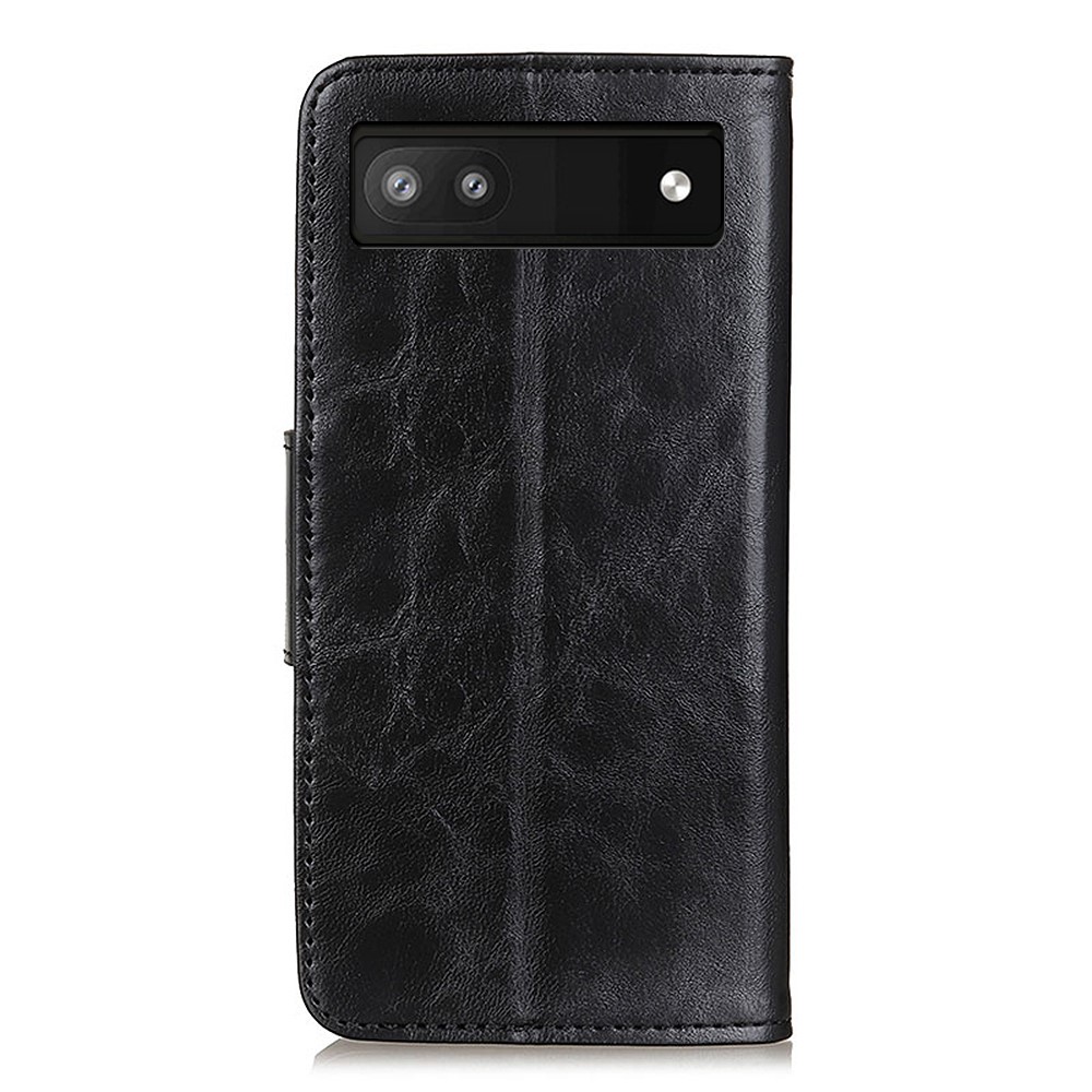 Crazy Horse Texture Split Leather + TPU Phone Cover Wallet Stand Case for Google Pixel 6a - Black-3