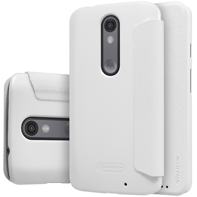 NILLKIN Sparkle Series Leather Folio Cover for Motorola Moto X Force X3 - White-6