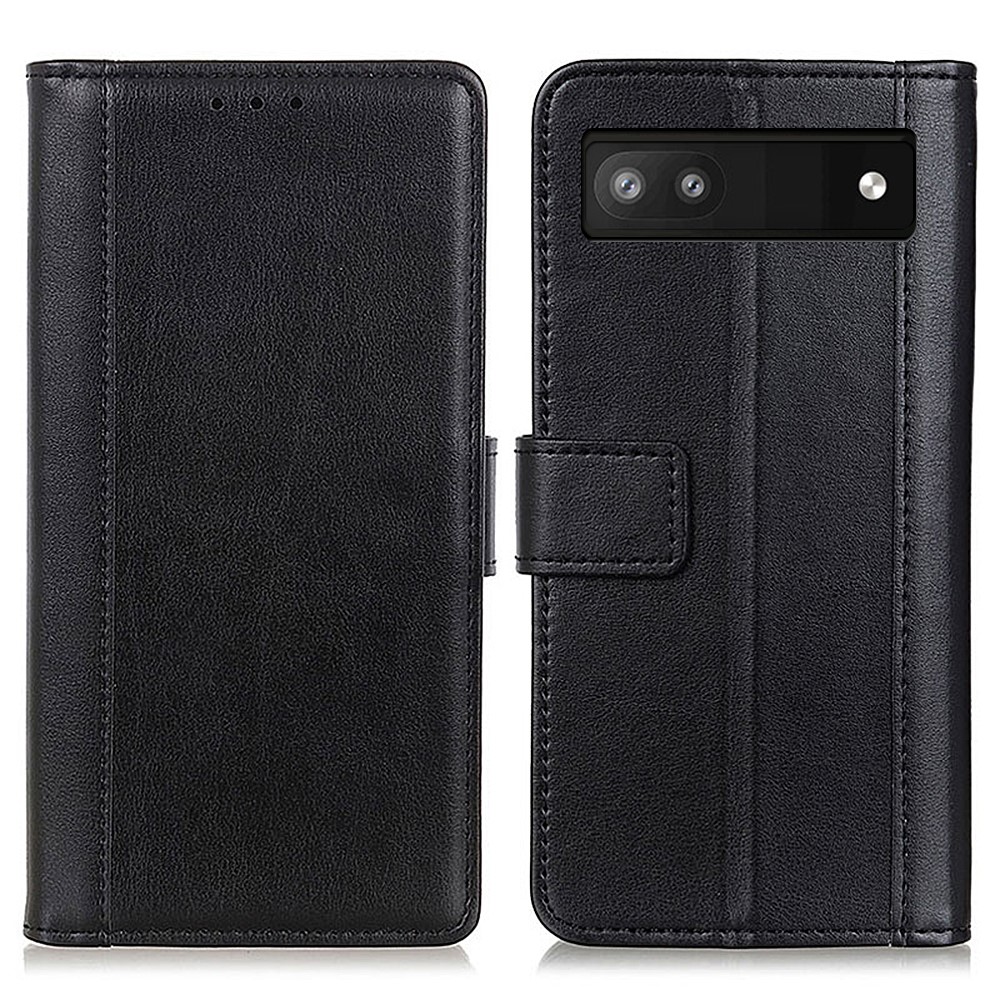 Stand Wallet PU Leather Cover Drop-resistant Folio Flip Phone Case for Google Pixel 6a - Black-1