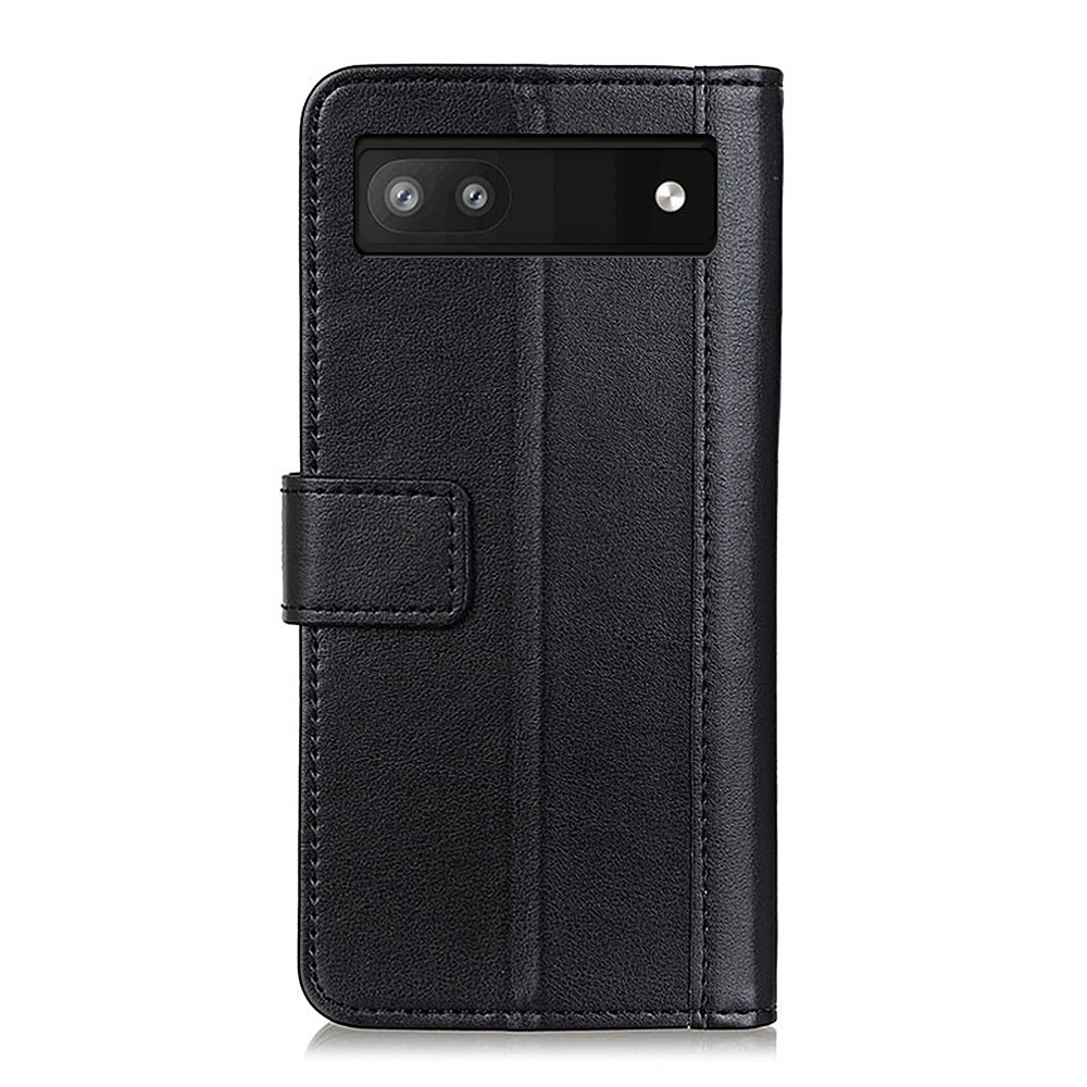 Stand Wallet PU Leather Cover Drop-resistant Folio Flip Phone Case for Google Pixel 6a - Black-3