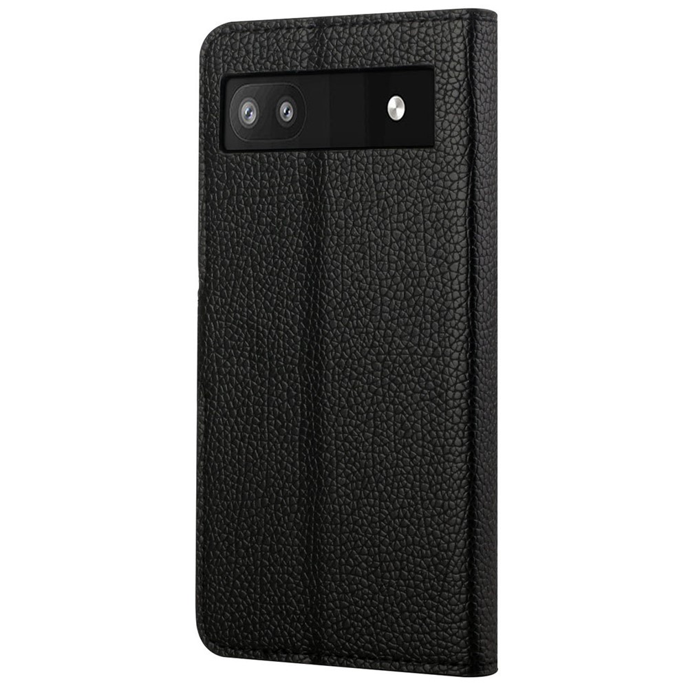 Magnetic Clasp Litchi Texture PU Leather Phone Cover Stand Wallet Phone Case for Google Pixel 6a-3