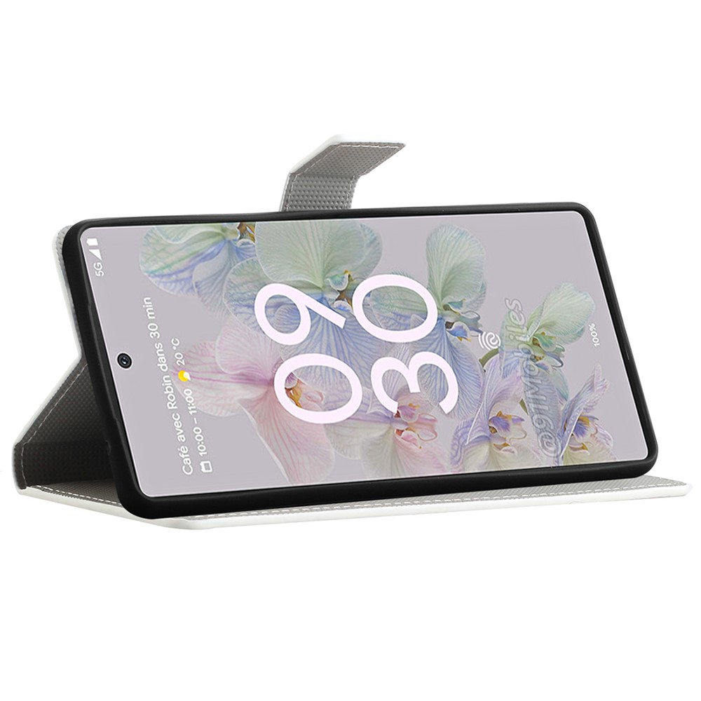 Magnetic Clasp Litchi Texture PU Leather Phone Cover Stand Wallet Phone Case for Google Pixel 6a-4