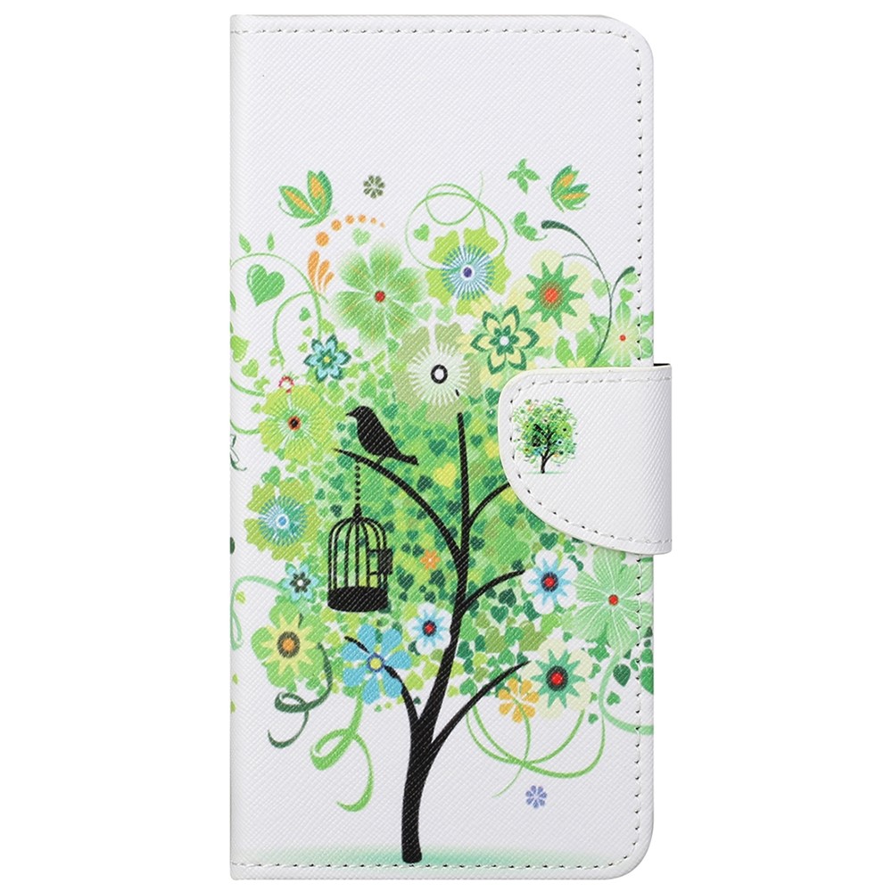 Magnetic Closed Folding Phone Case Cross Texture PU Leather Protective Cover with Wallet for Google Pixel 6a - Green Tree-2