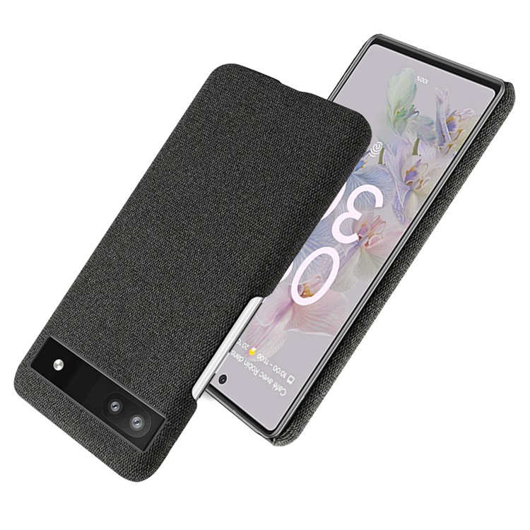 Cubro de Textura de Tela Dispeta de la Caja Del Teléfono de la PC Dura Para Google Pixel 6a - Negro-2