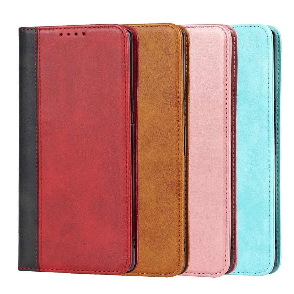 For Google Pixel 6 Auto-absorbed Bi-color Splicing Stylish Anti-scratch Leather Wallet Phone Case with Stand - Rose Gold/Rose-10