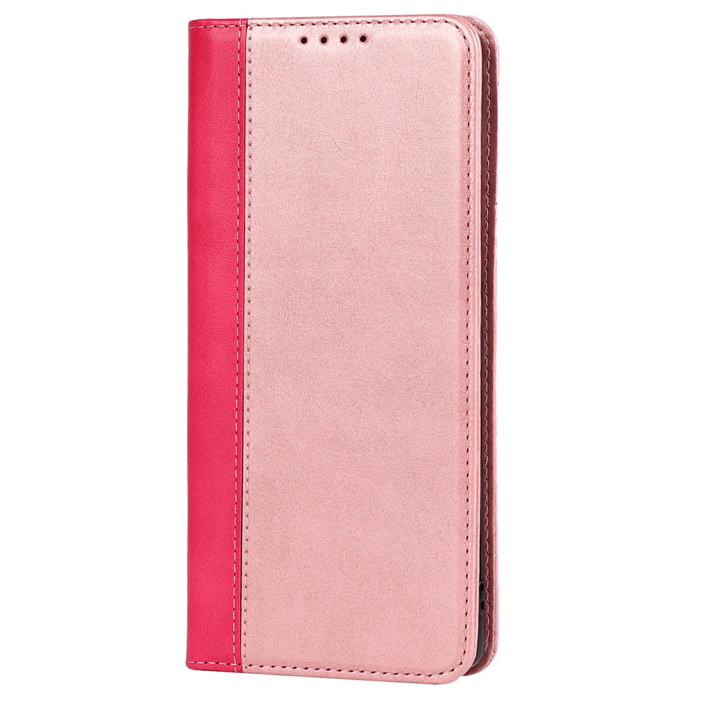 For Google Pixel 6 Auto-absorbed Bi-color Splicing Stylish Anti-scratch Leather Wallet Phone Case with Stand - Rose Gold/Rose-2