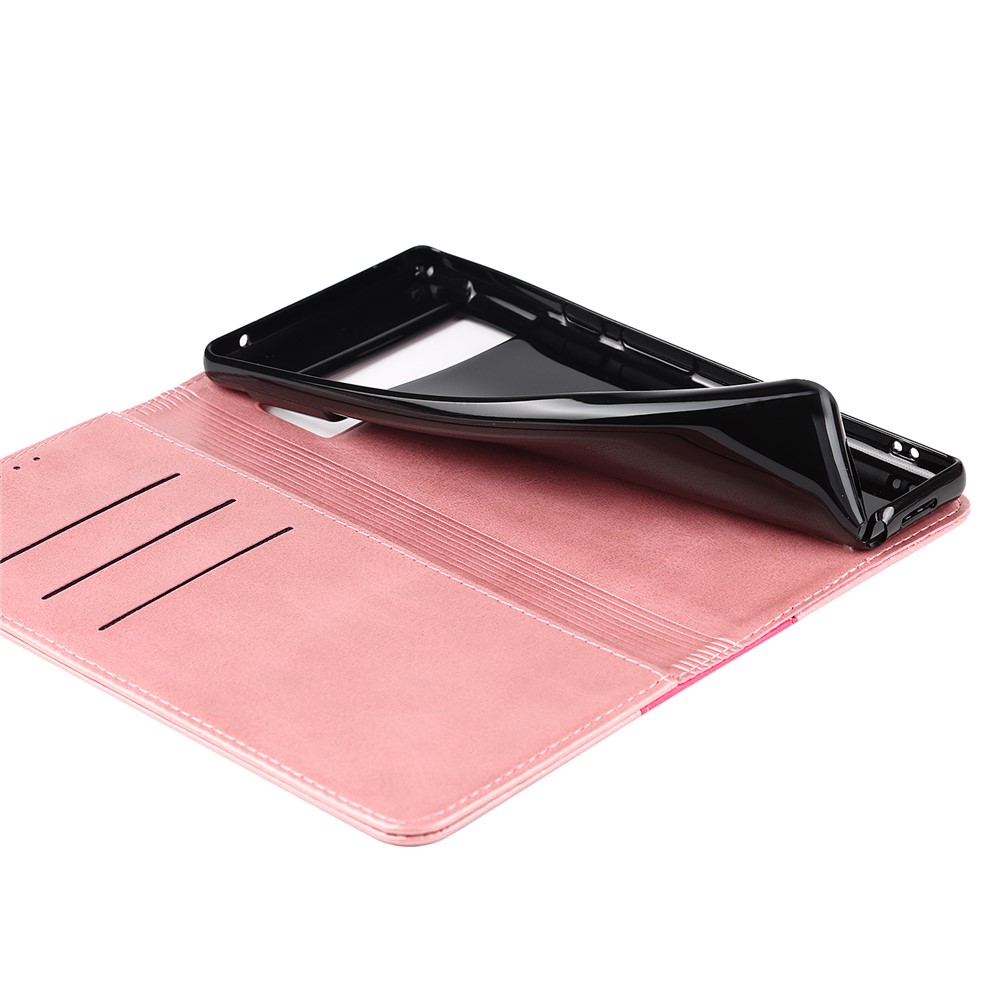 For Google Pixel 6 Auto-absorbed Bi-color Splicing Stylish Anti-scratch Leather Wallet Phone Case with Stand - Rose Gold/Rose-9