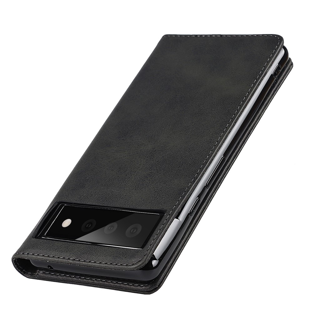 For Google Pixel 6 Wallet Stand Function Drop-proof Auto-absorbed TPU+PU Leather Phone Cover Case - Black-7