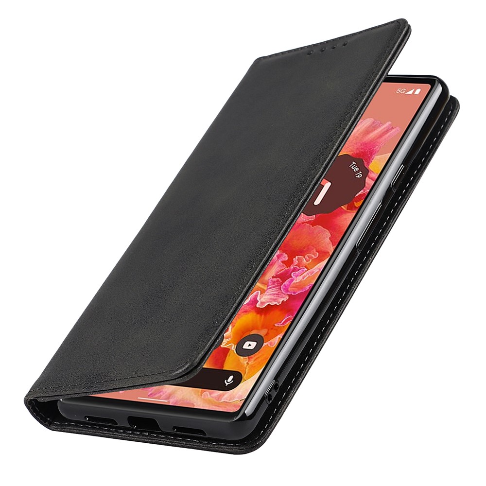 For Google Pixel 6 Wallet Stand Function Drop-proof Auto-absorbed TPU+PU Leather Phone Cover Case - Black-8