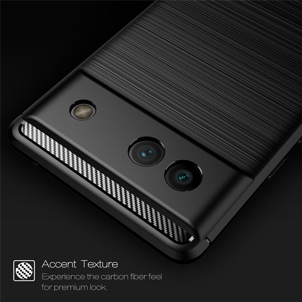 Flexible TPU Light Slim Carbon Fiber Brushed Scratch-resistant Protective Case Cover for Google Pixel 6a - Black-3