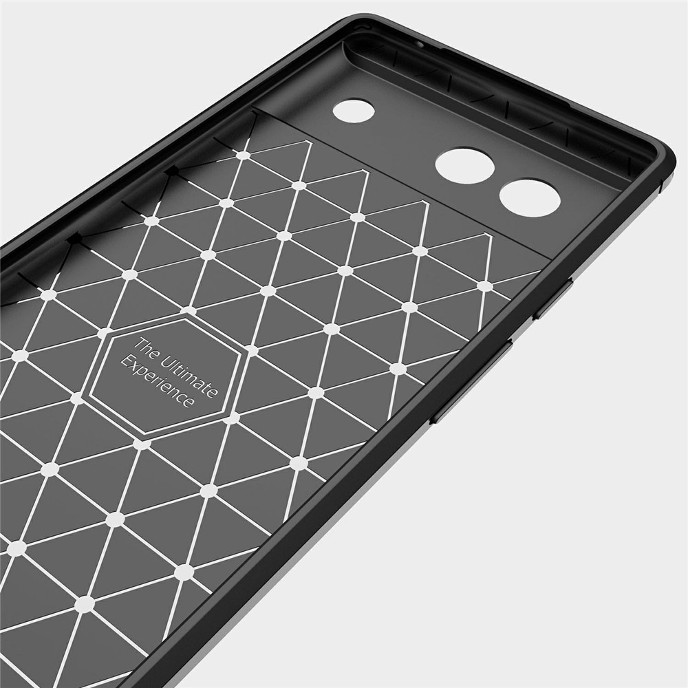 Flexible TPU Light Slim Carbon Fiber Brushed Scratch-resistant Protective Case Cover for Google Pixel 6a - Black-4
