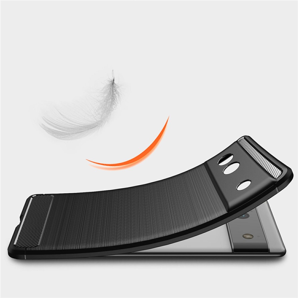 Flexible TPU Light Slim Carbon Fiber Brushed Scratch-resistant Protective Case Cover for Google Pixel 6a - Black-6