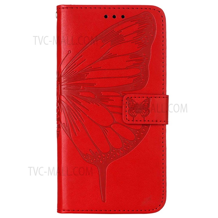 Imprinting Butterfly Flower Pattern PU Leather + TPU Phone Case Protector with Stand Wallet for Google Pixel 6 Pro - Red-2