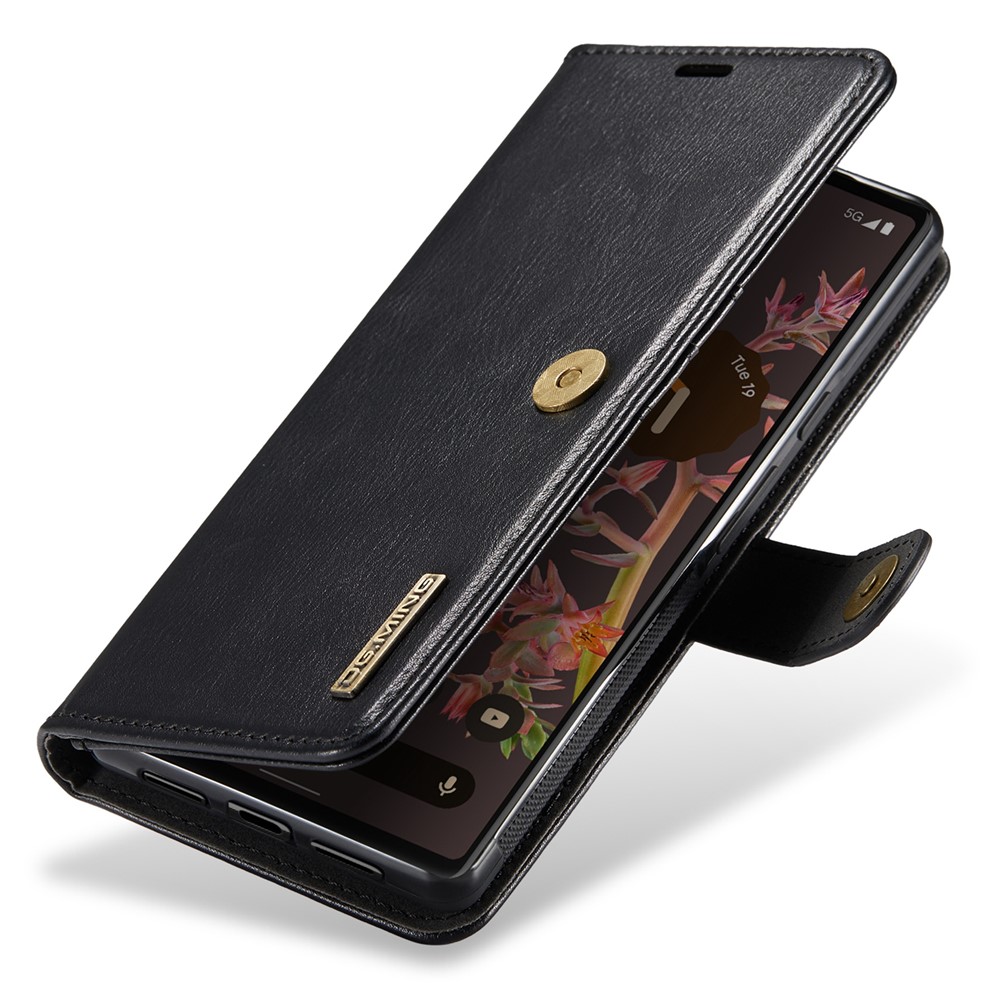DG.MING Split Leather Cover Wallet Stand Design Detachable Magnetic Absorption Phone Case for Google Pixel 6 - Black-10