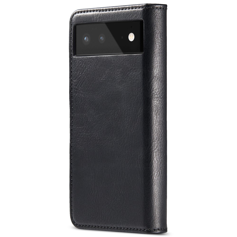 DG.MING Split Leather Cover Wallet Stand Design Detachable Magnetic Absorption Phone Case for Google Pixel 6 - Black-3