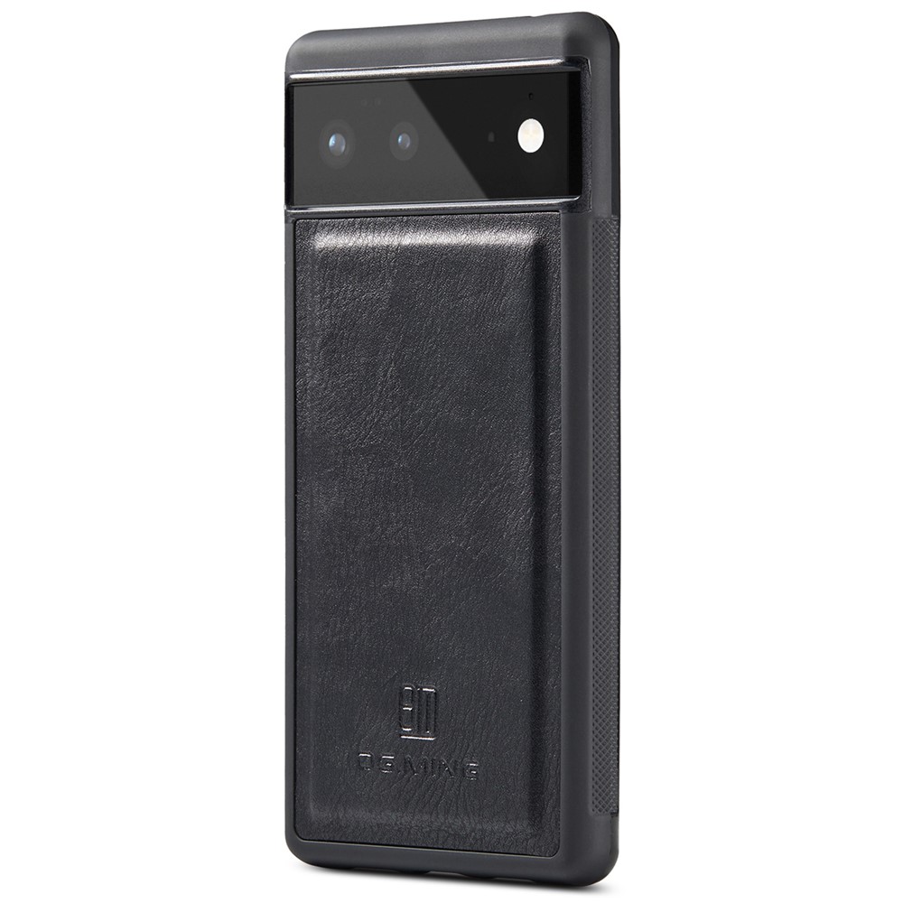 DG.MING Split Leather Cover Wallet Stand Design Detachable Magnetic Absorption Phone Case for Google Pixel 6 - Black-4