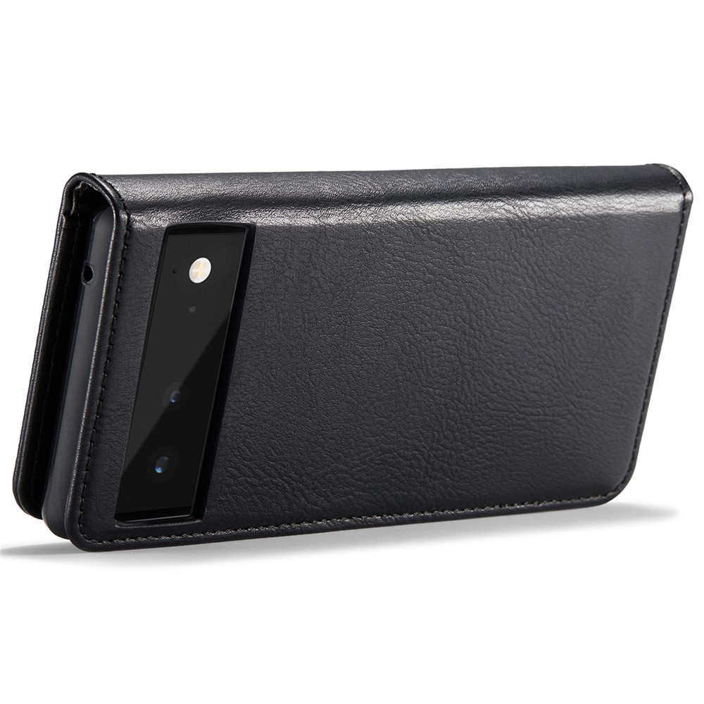 DG.MING Split Leather Cover Wallet Stand Design Detachable Magnetic Absorption Phone Case for Google Pixel 6 - Black-6