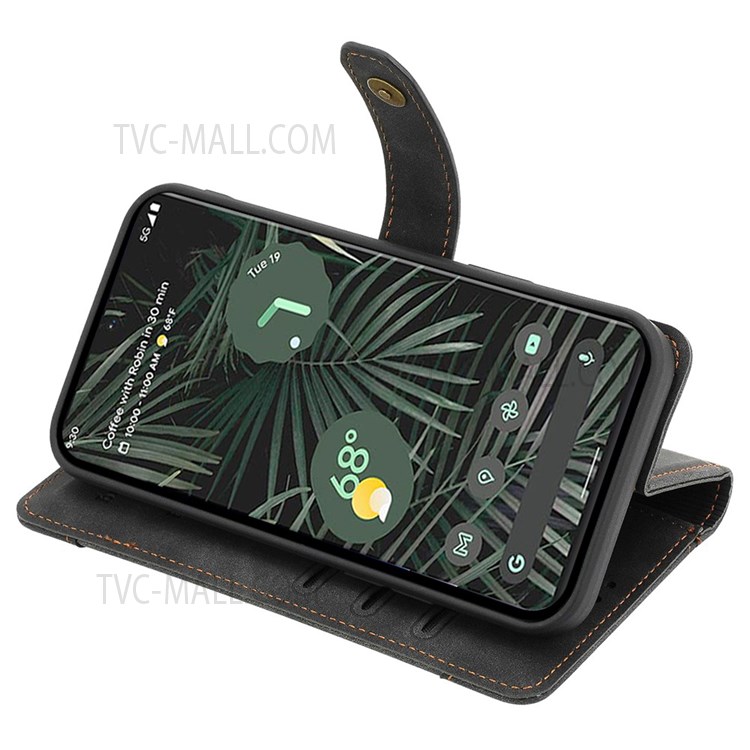 CASE CRAFT Shockproof Wallet Stand Function Outer Card Slot Design Leather Phone Cover Case for Google Pixel 6 Pro - Black-4