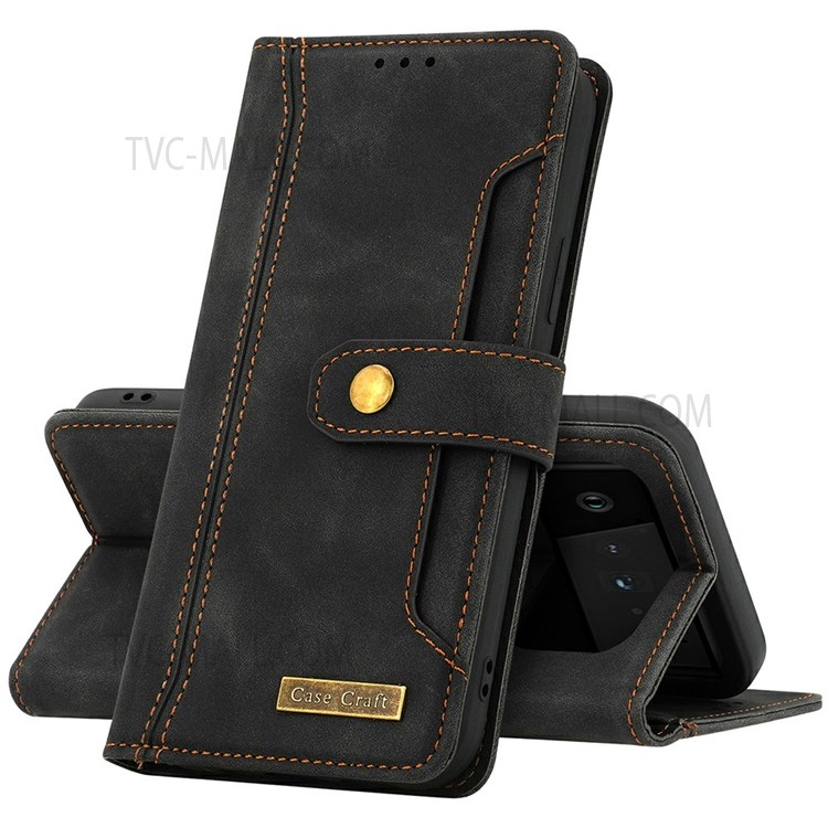 CASE CRAFT Shockproof Wallet Stand Function Outer Card Slot Design Leather Phone Cover Case for Google Pixel 6 Pro - Black-6