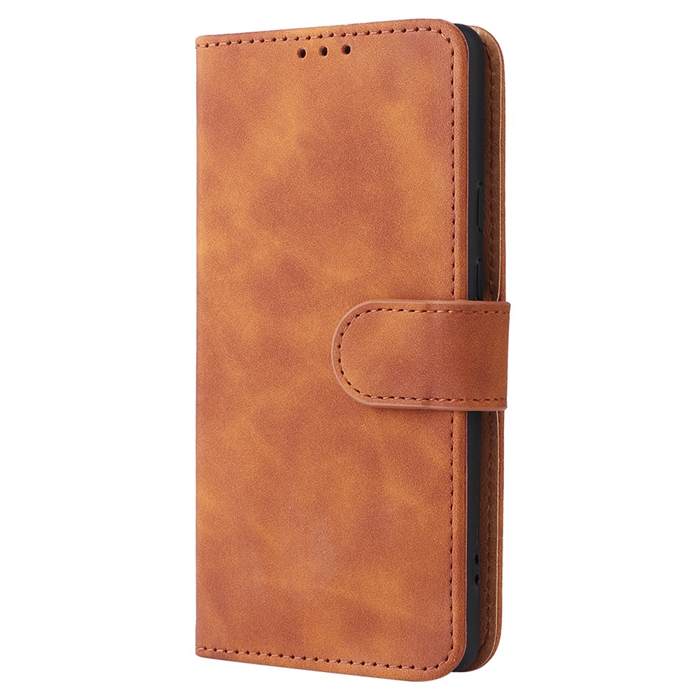 Comfortable Skin-touch Feeling Anti-scratch PU Leather Stand Phone Cover Wallet Case for Google Pixel 6a - Brown-2