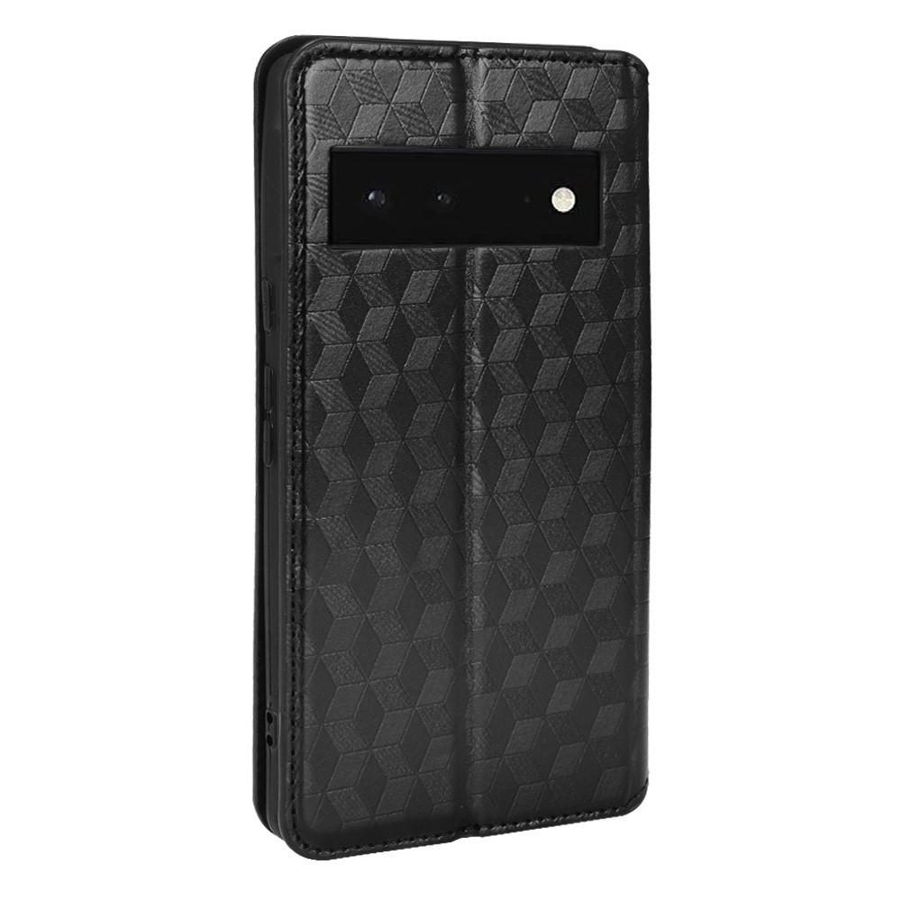 Magnetic Absorption Auto Closing Stand Wallet Phone Cover 3D Rhombus Imprinted Leather Case for Google Pixel 6 - Black-3