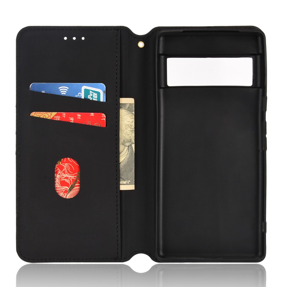Magnetic Absorption Auto Closing Stand Wallet Phone Cover 3D Rhombus Imprinted Leather Case for Google Pixel 6 - Black-6
