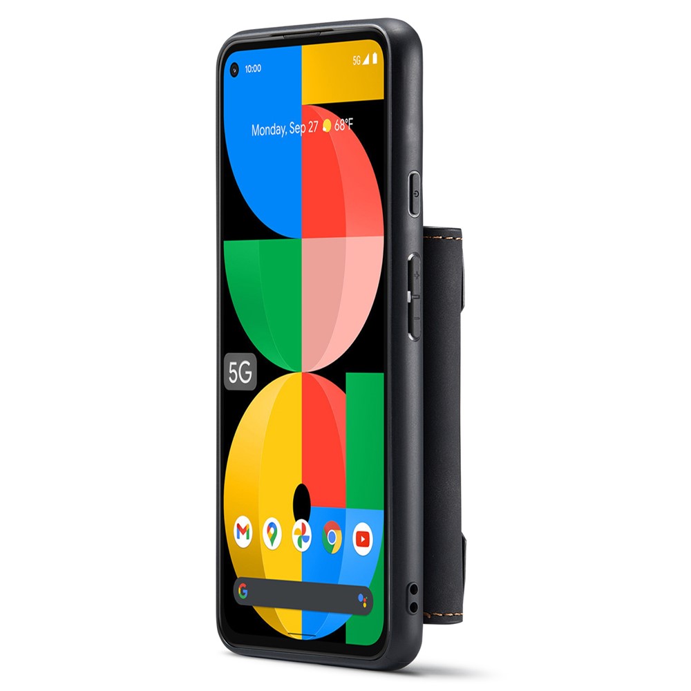 DG.MING M2 Series Front Card Slot Design Anti-Drop Magnetic Wallet Design Hybrid Case with Kickstand for Google Pixel 5a 5G - Black-12