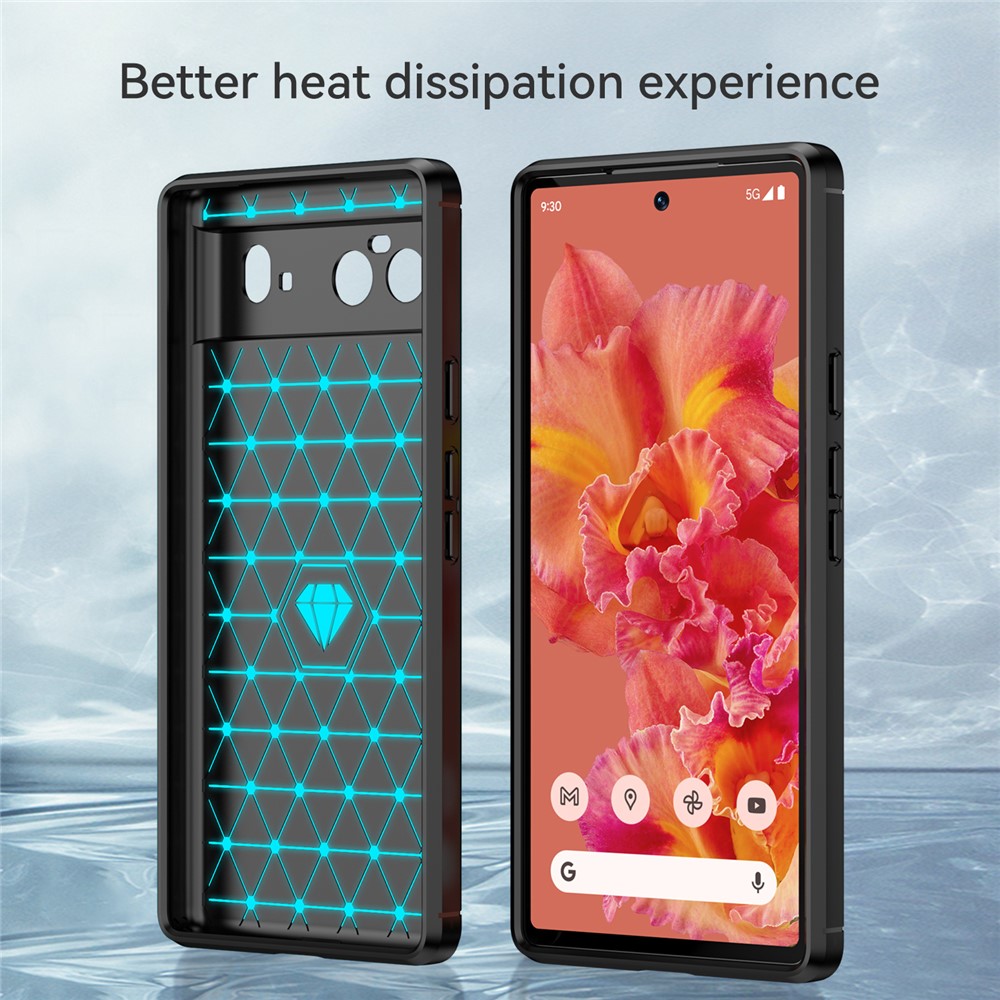 Carbon Fiber Texture TPU Case Brushed Surface Fingerprint-Free Flexible TPU Phone Protective Back Cover for Google Pixel 6 - Black-4