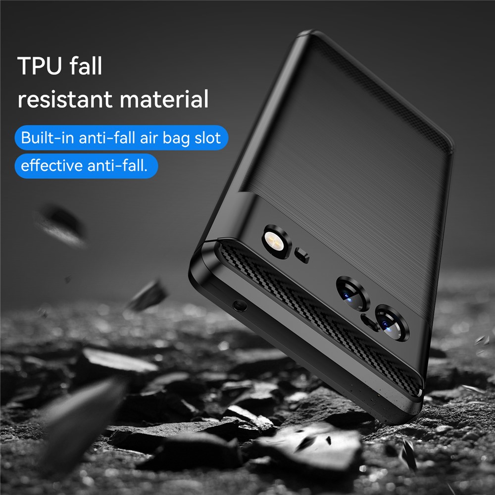 Carbon Fiber Texture TPU Case Brushed Surface Fingerprint-Free Flexible TPU Phone Protective Back Cover for Google Pixel 6 - Black-7