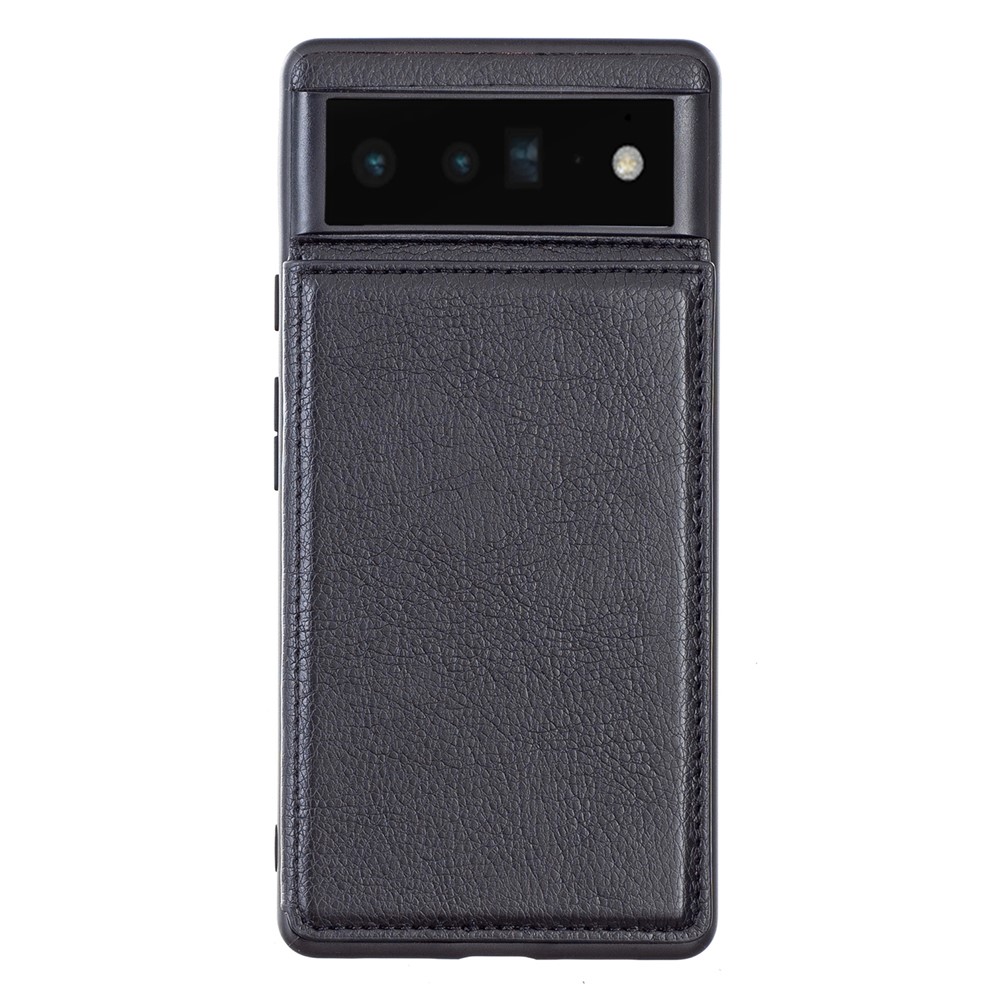 Card Slots Kickstand Smooth Touch Texture PU Leather Coated TPU Protective Case for Google Pixel 6 Pro - Black-6