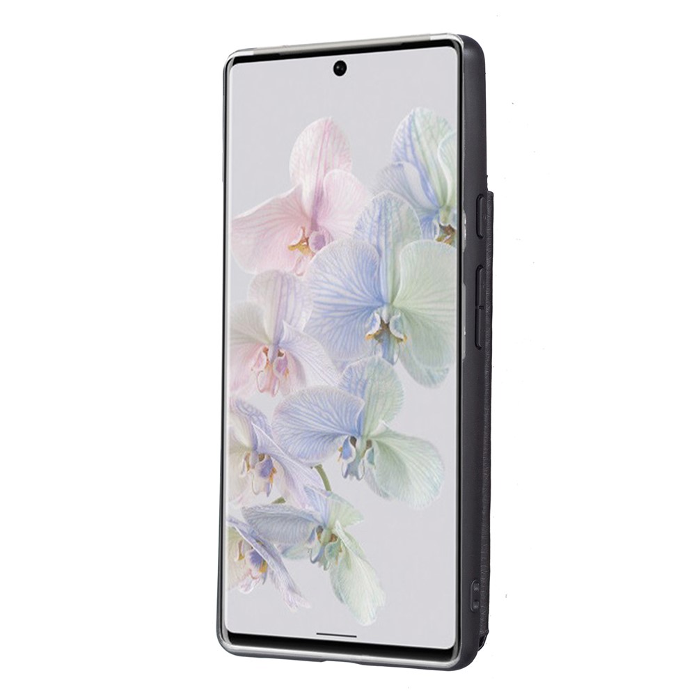 Card Slots Kickstand Smooth Touch Texture PU Leather Coated TPU Protective Case for Google Pixel 6 Pro - Black-8