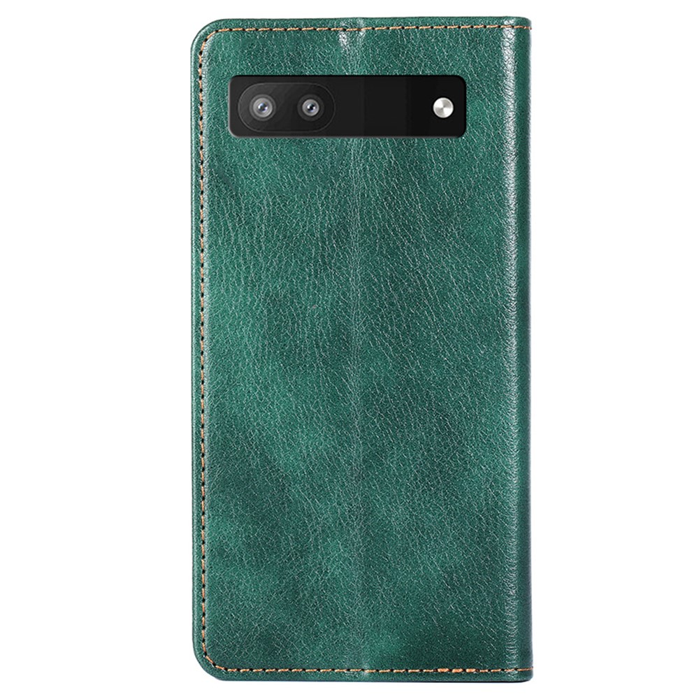 Flip PU Leather + TPU Bumper Stand Cover Wallet Auto-absorbed Phone Case for Google Pixel 6a - Green-3