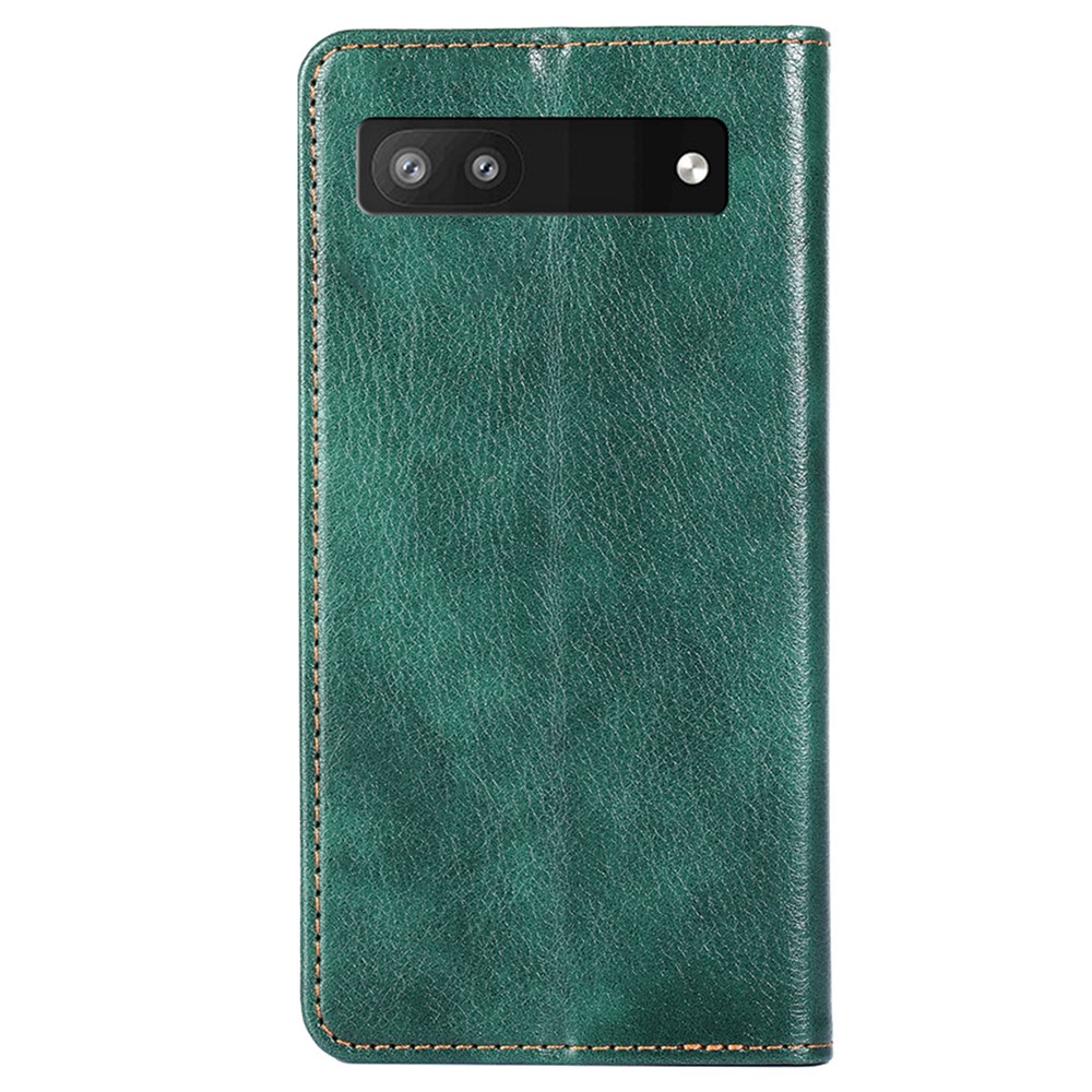 Flip pu Leather + TPU Stand Stand Tampa da Carteira Auto-absorvido Por Telefone Para Google Pixel 6a - Verde-3