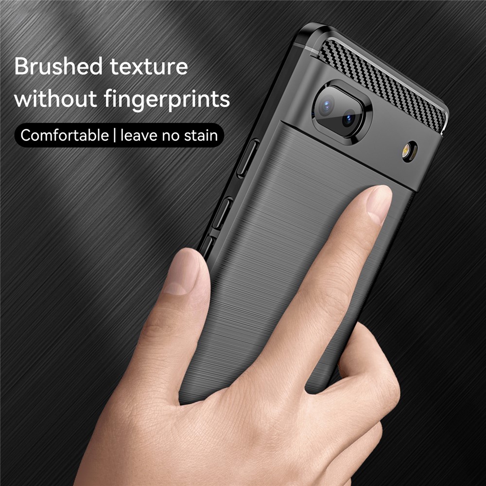 For Google Pixel 6a Shockproof TPU Case Brushed Surface Carbon Fiber Texture Phone Protector - Black-3
